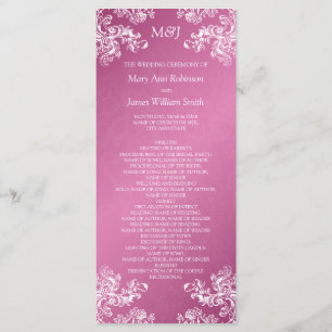 Wedding Program Vintage Swirls 2 Pink Programme