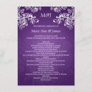 Wedding Program Vintage Swirls 2 Purple Invitation