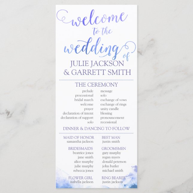 Wedding Program - Watercolor US Wedding Program Programme (Front)