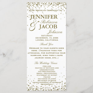 Wedding Program White and Gold Confetti Programme