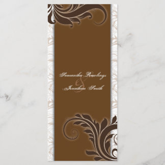 Wedding Program White Brown Beige Elegant Floral Programme