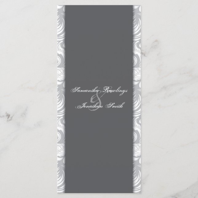 Wedding Program - White Grey Elegant Floral Programme (Front)