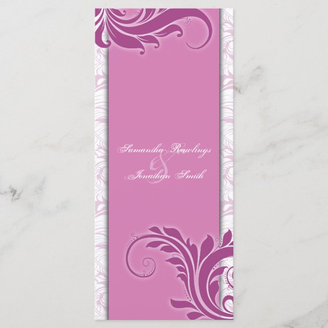 Wedding Program White Rosy Pink Elegant Floral Programme (Front)
