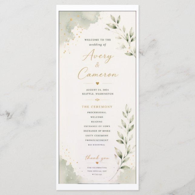 Wedding Program with Clouds and Leaves Programme (Front)