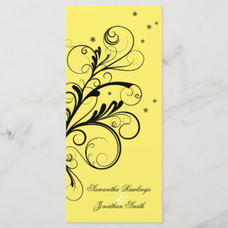 Wedding Program Yellow White Floral Elegant Swirl Programme