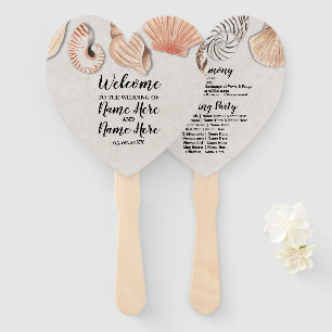 Wedding Programme Hand Fan Shells Ocean Beach Sea