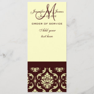 Wedding Programs Brown Cream Damask Programme