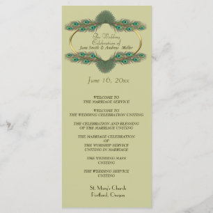 Wedding Programs - Green & Gold Programme