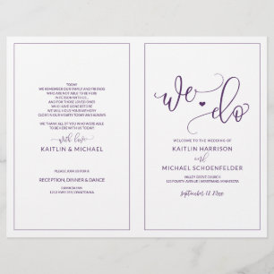 Wedding Programs Modern Bounce Calligraphy Plum