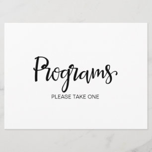 Wedding Programs Please Take One Sign Invitation