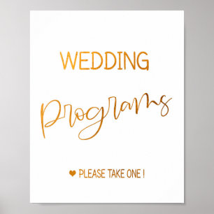 Wedding programs sign 8x10 poster