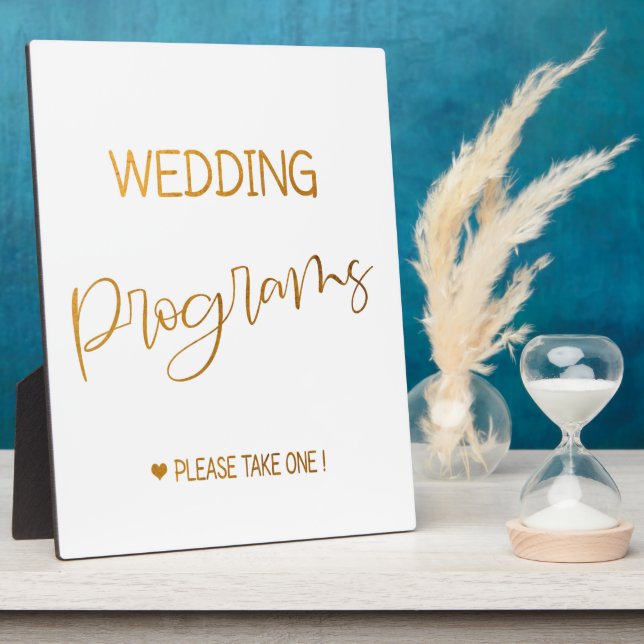 Wedding programs  sign Gold Tabletop Plaque  (Side)