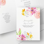 Wedding Programs Watercolor Floral Folded Programme<br><div class="desc">These folded wedding programs feature watercolor florals in shades of pink,  orange and peach. Use the template fields to add your custom text. A unique choice for botanical and garden weddings. 

Original watercolor art and design by Victoria Grigaliunas of Do Tell A Belle.</div>