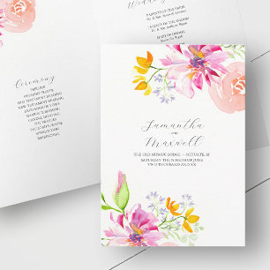 Wedding Programs Watercolor Floral Folded Programme