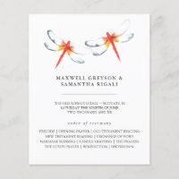 Wedding Programs Watercolor Red Dragonfly