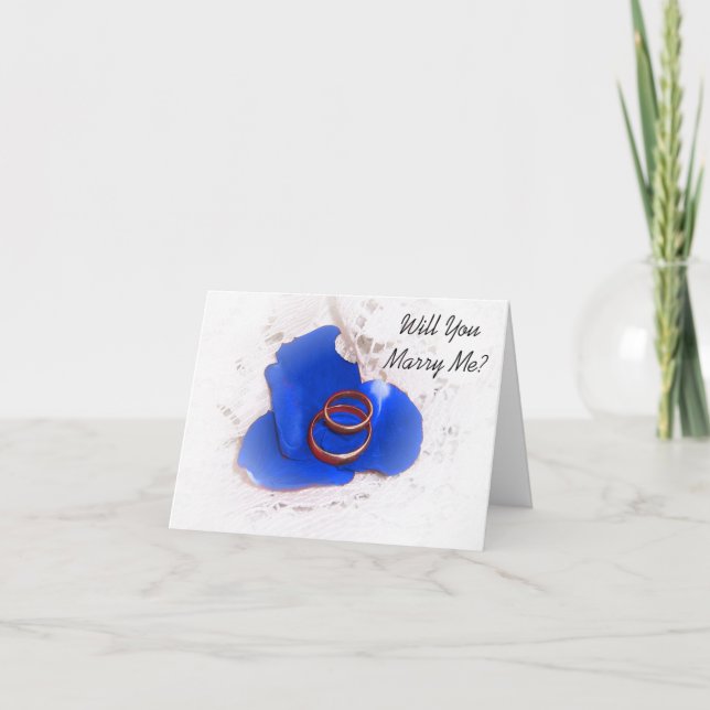 Wedding Proposal Card Will You Marry Me? Blue Rose (Front)
