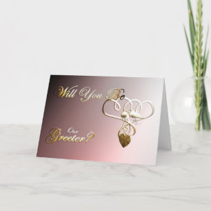 Wedding proposal Greeter golden doves on heart Thank You Card