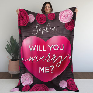 Wedding Proposal - Will you Marry Me? Fleece Blanket