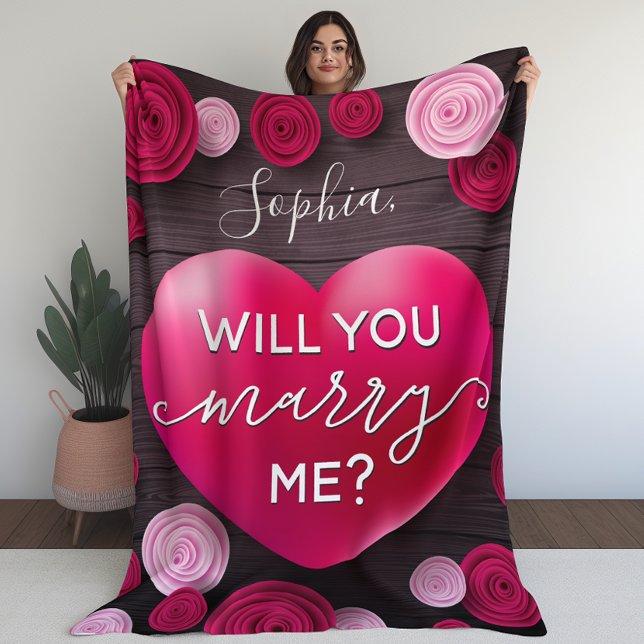 Wedding Proposal - Will you Marry Me? Fleece Blanket (Creator Uploaded)