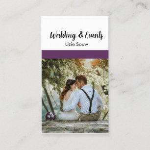 Wedding purple and white custom photo business card