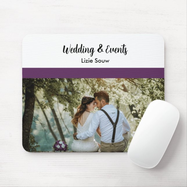 Wedding purple and white mouse pad (With Mouse)