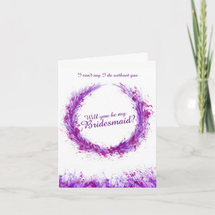 Wedding purple art will you be my bridesmaid? invitation