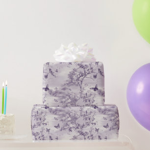 Wedding Purple Butterflies On Purple Background Wrapping Paper