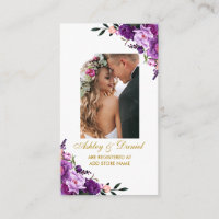 Wedding Purple Floral Photo Registry Insert Card P