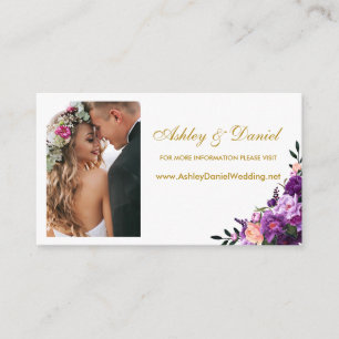 Wedding Purple Floral Photo Website Insert Card
