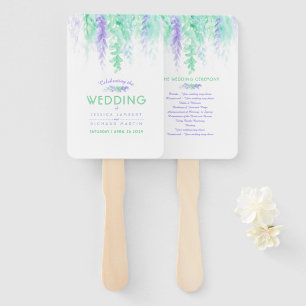Wedding purple green flower cascade program fans