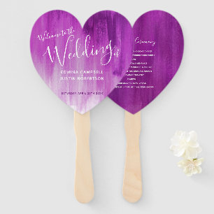 Wedding purple mauve modern art program fans