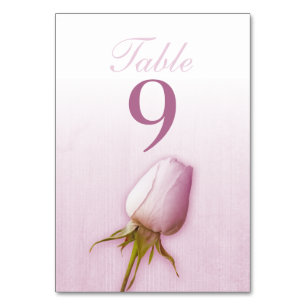 Wedding purple mauve single rose bud table numbers