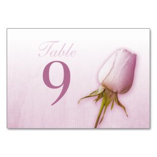 Wedding purple mauve single rose bud table numbers