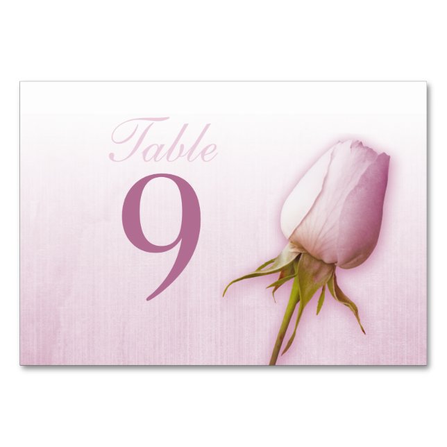 Wedding purple mauve single rose bud table numbers (Front)
