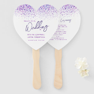 Wedding purple modern tinted watercolor program hand fan