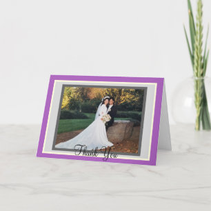 Wedding Purple Monogram Photo Thank You Cards