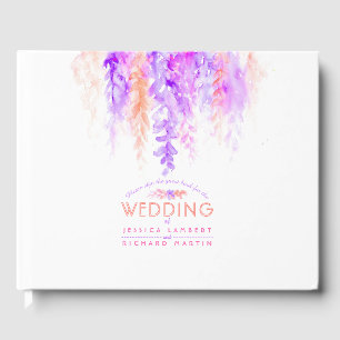 Wedding purple orange flower cascade guestbook