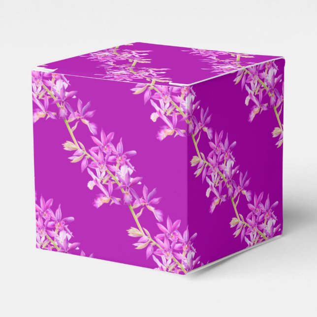 Wedding purple orchid flower watercolor favour box (Front Side)