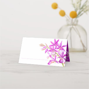 Wedding purple orchid flower watercolor place card