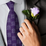 Wedding purple silver couple monogram crown tie<br><div class="desc">Monogram heart crown purple and silver grey coloured patterned tie. Other matching items are available. Original drawing and design by Sarah Trett for www.mylittleedenweddings.com on Zazzle.</div>