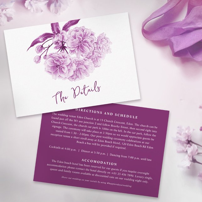 Wedding purple tree blossom The details flat Enclosure Card (Creator Uploaded)