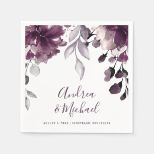 Wedding Purple Watercolor Floral Garden Hanging Napkin