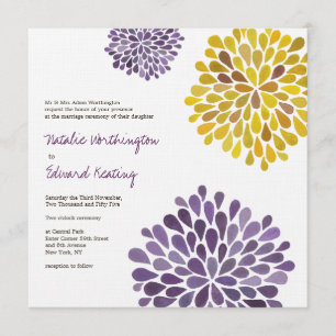 Wedding Purple Yellow Dahlia Flowers Invitation