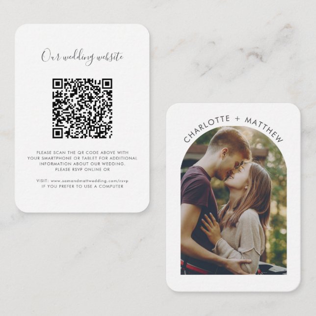 Wedding QR Code Photo and Website RSVP Enclosure Card (Front/Back)