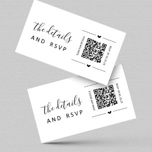 Wedding QR Code RSVP and Details Card Insert