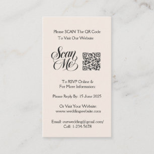 Wedding QR Minimalist Simple Black Tropical Leaves Enclosure Card