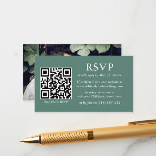 Wedding QR Photo Eucalyptus Green RSVP Enclosure Card