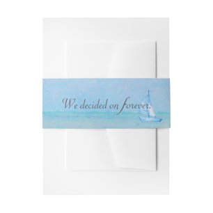 Wedding Quote and Ocean Watercolor Invitation Belly Band