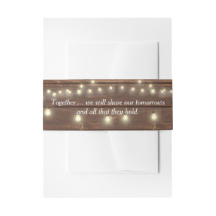 Wedding Quote On Wood with Lights Invitation Bell Invitation Belly Band