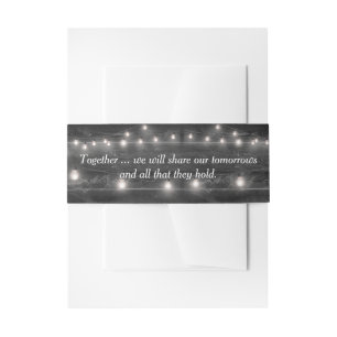 Wedding Quote On Wood with Lights Invitation Belly Band